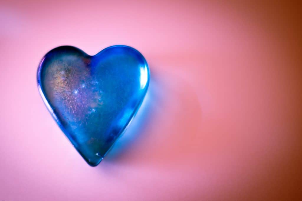 blue heart on pink background
